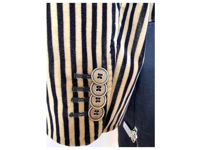 Etro Herz Samtjacke gestreift beige schwarz - Ansicht 5