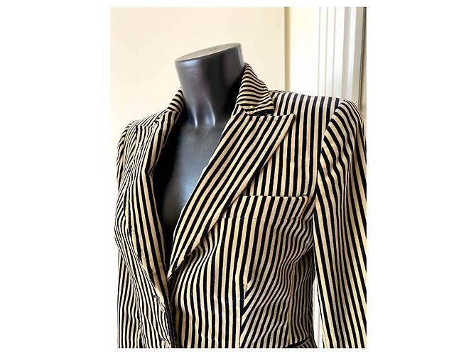 Etro Herz Samtjacke gestreift beige schwarz - Ansicht 6