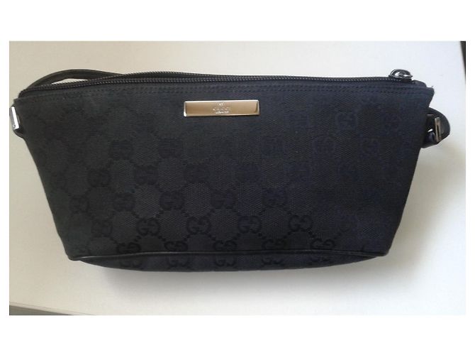 Borsa a tracolla Gucci in tela nera Nero - vista 7