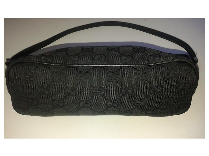 Borsa a tracolla Gucci in tela nera Nero - vista 8