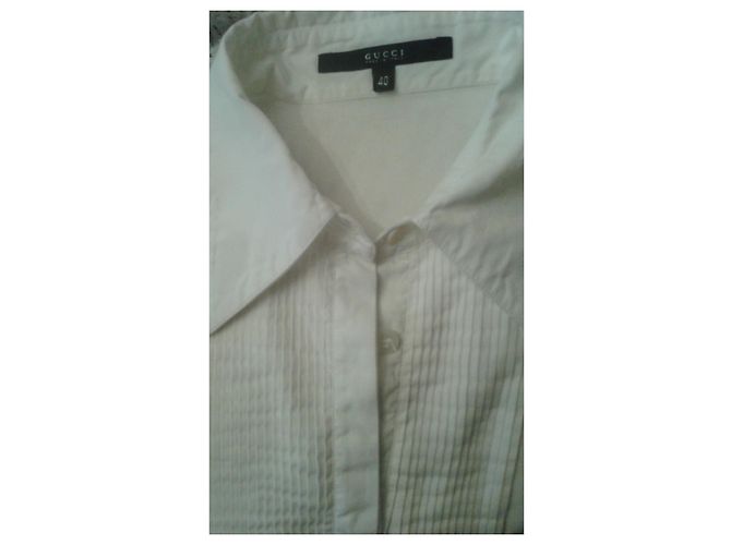 Camisa Gucci de algodón blanco con detalles plisados - vista 7