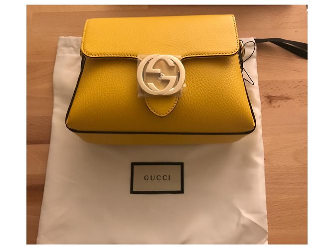 Borsa a mano Gucci Interlocking GG in pelle gialla Giallo - vista 2