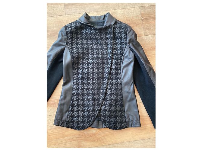 Autre Marque Giacca in pelle nera da donna Emporto Armani Nero - vista 5