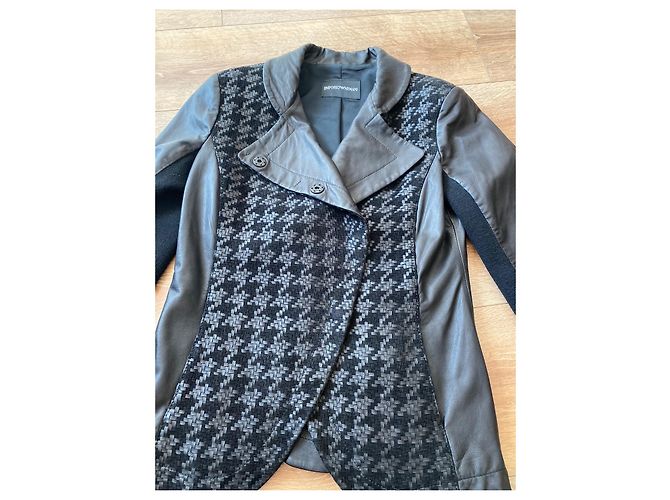 Autre Marque Giacca in pelle nera da donna Emporto Armani Nero - vista 7