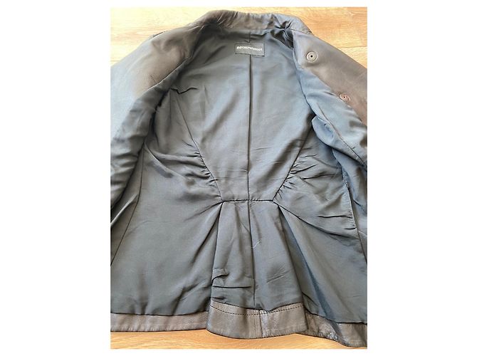 Autre Marque Giacca in pelle nera da donna Emporto Armani Nero - vista 9