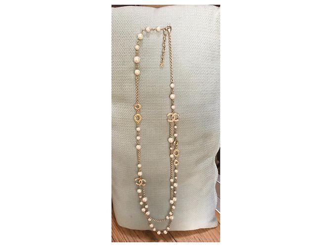 Chanel Collares largos Dorado Blanco roto - vista 2