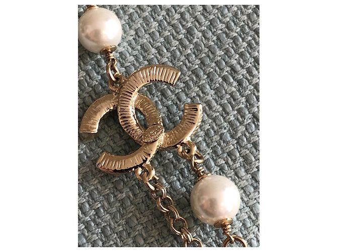 Chanel Collares largos Dorado Blanco roto - vista 4