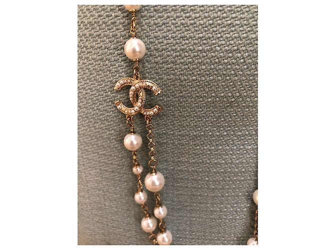 Chanel Collares largos Dorado Blanco roto - vista 5