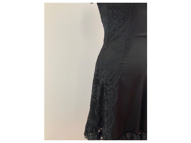 Dolce & Gabbana Abito da sera Chanel di media lunghezza in raso di seta e pizzo Nero - vista 3