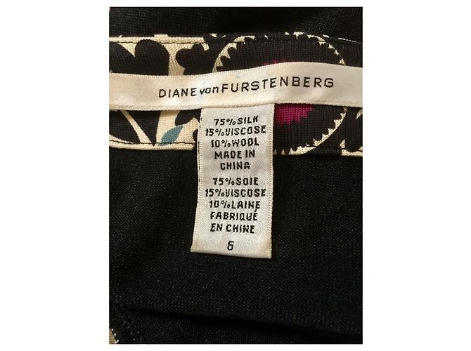 Diane Von Furstenberg DvF Thea Seidenkimonokleid Schwarz Mehrfarben - Ansicht 4