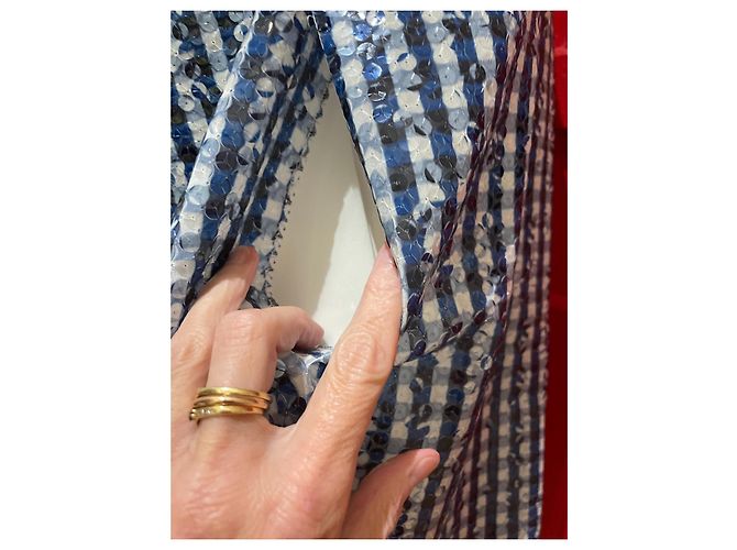 Frankie Morello Paillettenkleid Blau Weiß - Ansicht 5