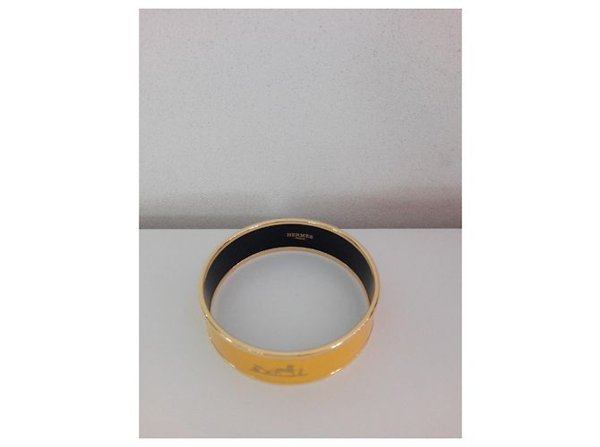 Bracciale Hermès Caleche Large Smalto Giallo Placcato Oro - vista 2
