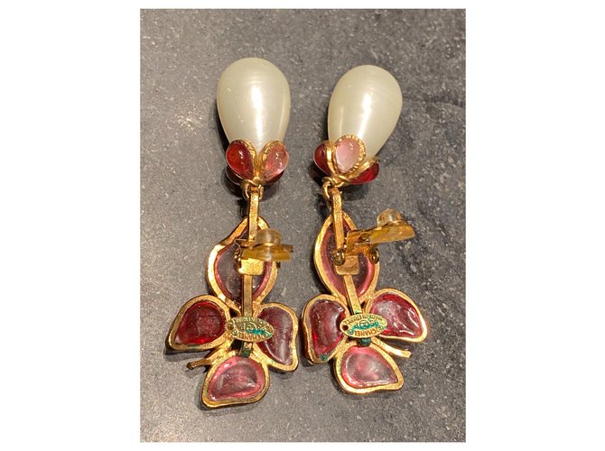 Chanel Gripoix Rosa Roja Beige - vista 4