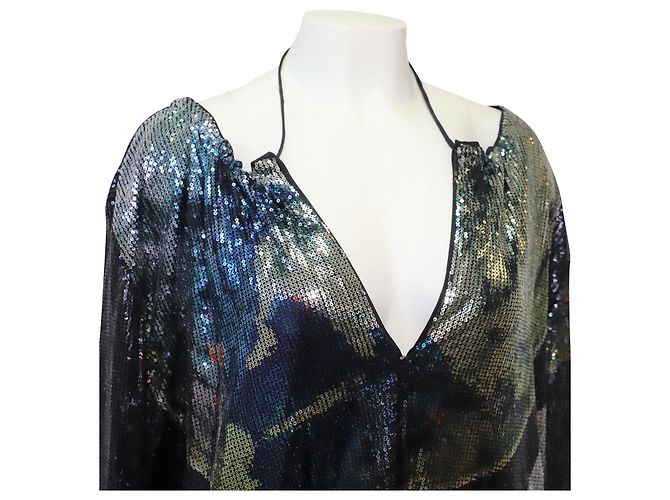 Ganni Pailletten-Mesh-Maxikleid in Multicolor, Polyester Mehrfarben - Ansicht 5