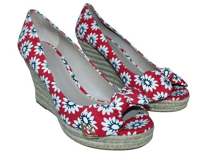 Tory Burch Floral Print Red Espadrilles Wedges - view 2