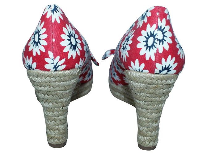 Tory Burch Floral Print Red Espadrilles Wedges - view 4