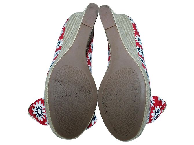 Tory Burch Floral Print Red Espadrilles Wedges - view 5