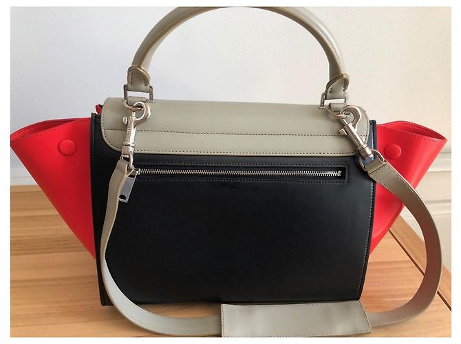 Trapèze Céline Trapeze Leder Handtasche Schwarz Rot Grau - Ansicht 6