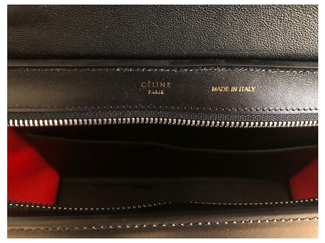 Trapèze Céline Trapeze Leder Handtasche Schwarz Rot Grau - Ansicht 7