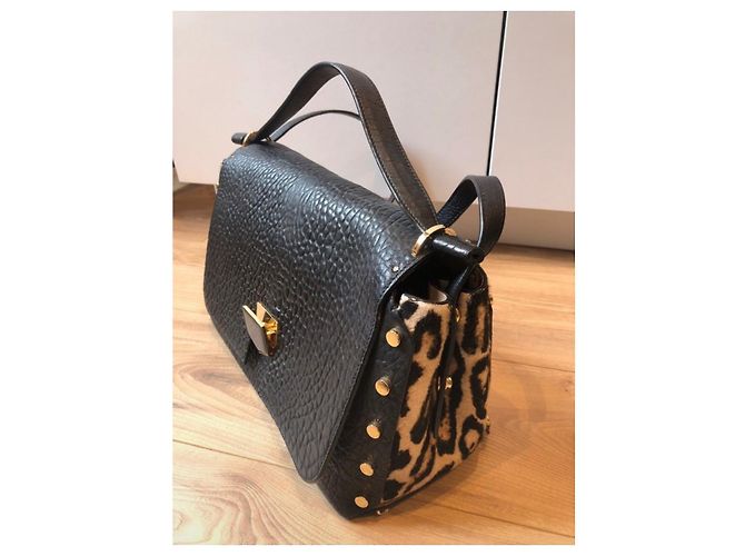 Borsa a mano Jimmy Choo Lockett in Pelle Nera Leopardata Nero Stampa leopardo - vista 2
