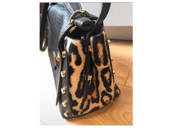 Borsa a mano Jimmy Choo Lockett in Pelle Nera Leopardata Nero Stampa leopardo - vista 3