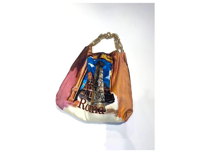 Borsa shopper Dolce & Gabbana Roma stampata in tessuto con catene dorate Multicolore - vista 2