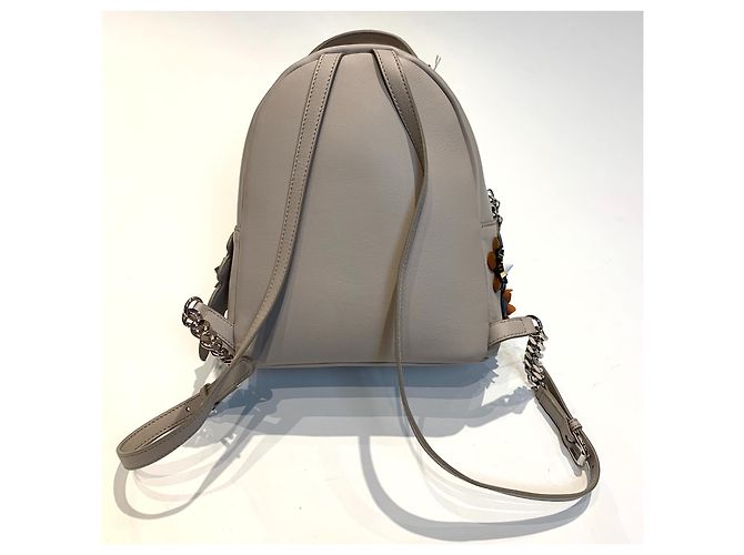Fendi kleiner Rucksack grau Leder Blumen - Ansicht 2