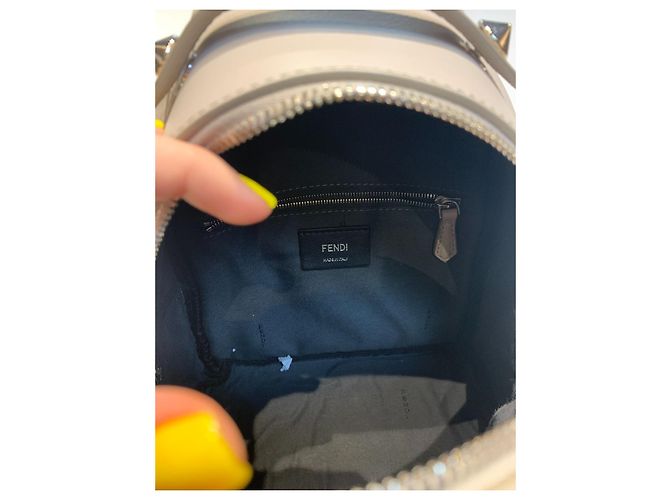 Fendi kleiner Rucksack grau Leder Blumen - Ansicht 7