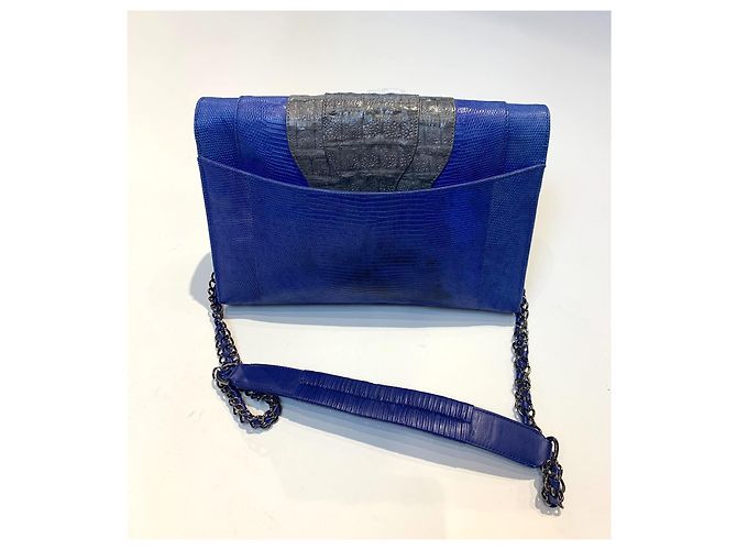 Autre Marque Borsa in pelle di coccodrillo blu - vista 2
