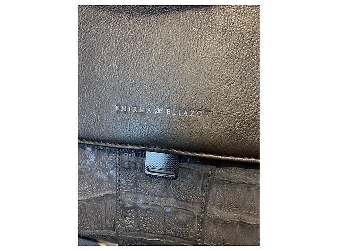 Autre Marque Borsa in pelle di coccodrillo blu - vista 6