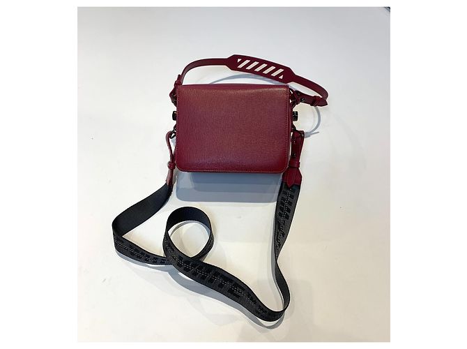 Borsa a tracolla Off White in pelle bordeaux Bordò - vista 2