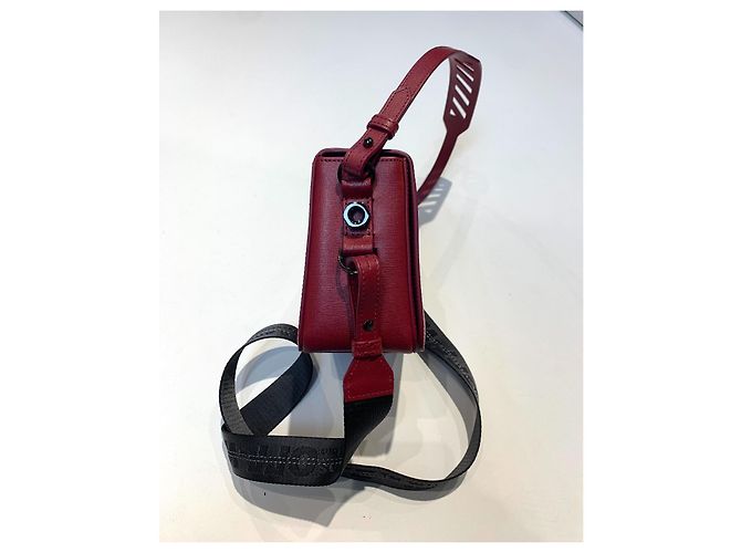 Borsa a tracolla Off White in pelle bordeaux Bordò - vista 3