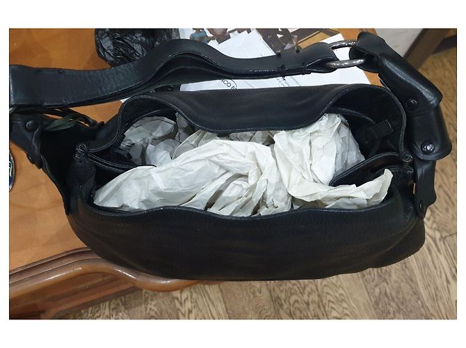 Borsa hobo Bally in pelle martellata nera Nero - vista 4
