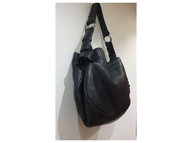 Borsa hobo Bally in pelle martellata nera Nero - vista 5