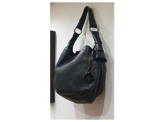 Borsa hobo Bally in pelle martellata nera Nero - vista 6