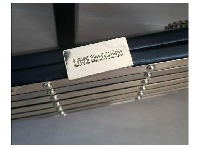 Love Moschino Moschino love borsa tracolla metallo Nero Argento - vista 7