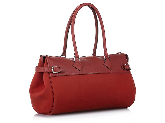 Hermès Borsa a tracolla Hermes in tela Atlas arancione Rosso - vista 2