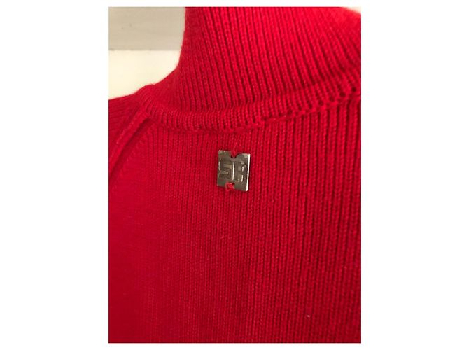 Sonia Rykiel Strickjacke aus Wolle rot mit Rose und Reißverschluss - Ansicht 2