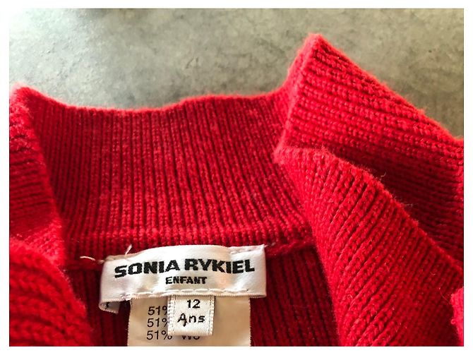 Sonia Rykiel Strickjacke aus Wolle rot mit Rose und Reißverschluss - Ansicht 3