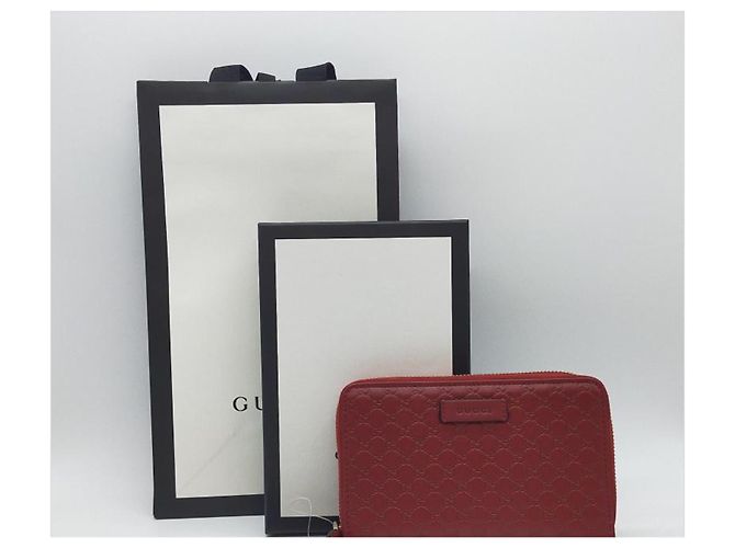 Cartera Gucci Guccissima con Cremallera Roja Cuero - vista 2