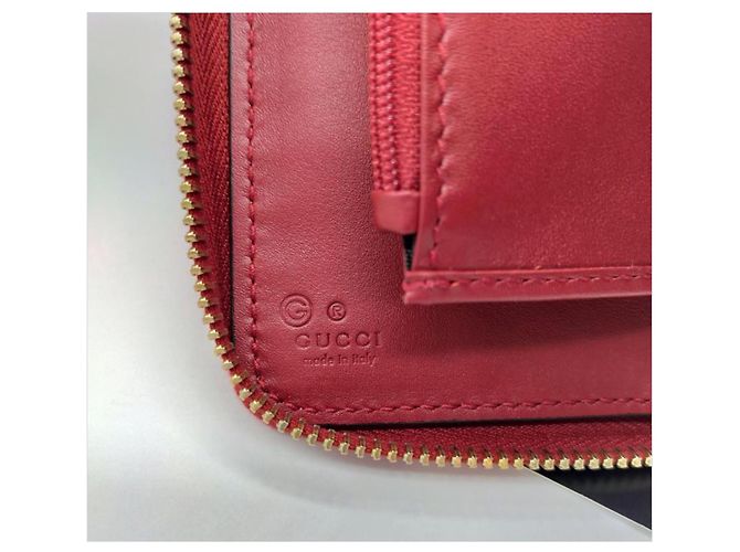 Cartera Gucci Guccissima con Cremallera Roja Cuero - vista 4