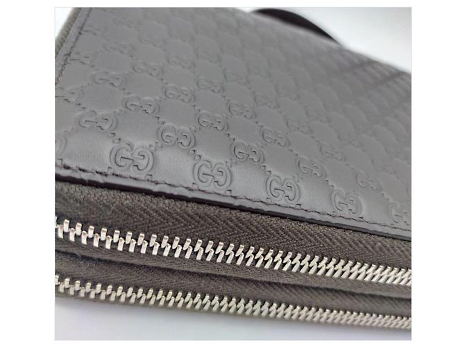 Cartera con cremallera Gucci Guccissima marrón de piel - vista 5