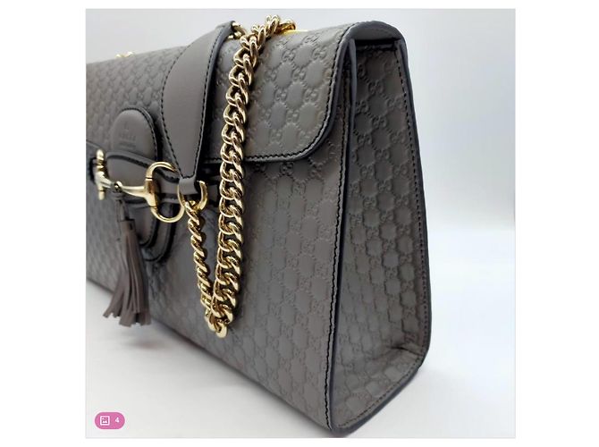 Borsa Gucci Emily in pelle Guccissima grigia - vista 3