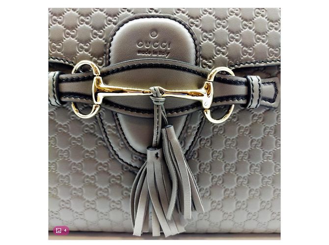 Borsa Gucci Emily in pelle Guccissima grigia - vista 4