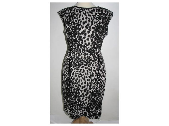 Calvin Klein gemustertes Kleid Animal Print schwarz grau - Ansicht 2