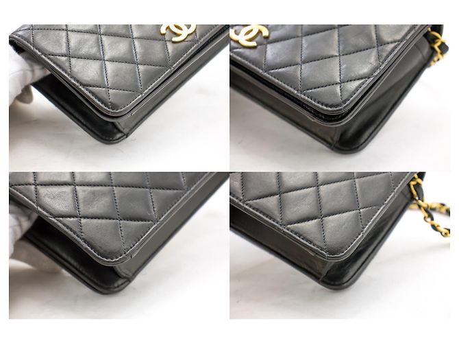 Pochette CHANEL per borsa a tracolla con patta e catena in pelle di agnello trapuntata nera Nero - vista 6