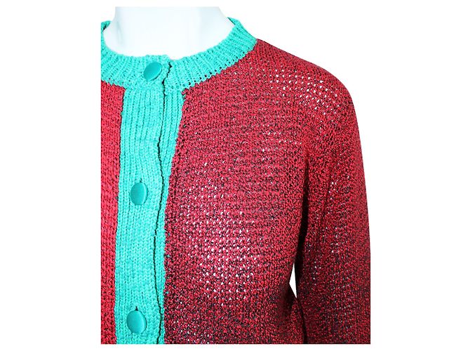 Tsumori Chisato Cardigan spesso rosso e verde - vista 2
