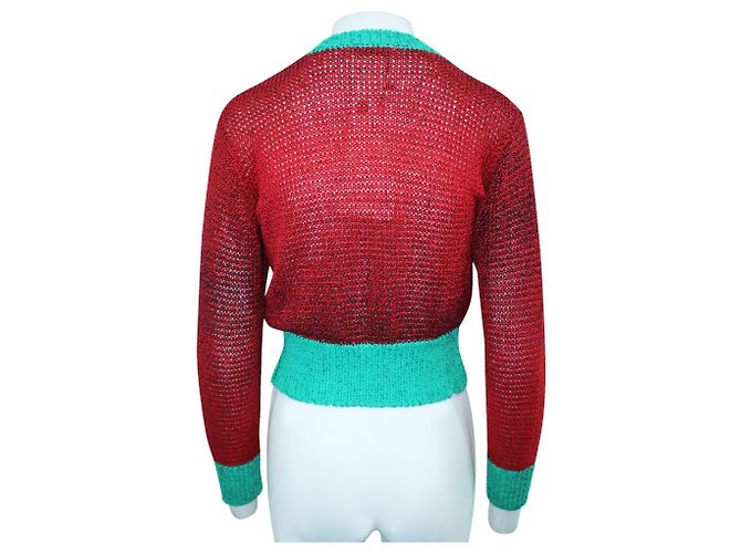 Tsumori Chisato Cardigan spesso rosso e verde - vista 3