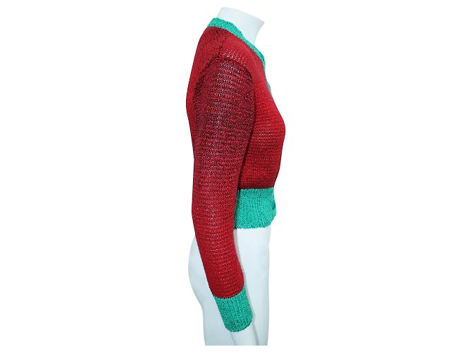 Tsumori Chisato Cardigan spesso rosso e verde - vista 4