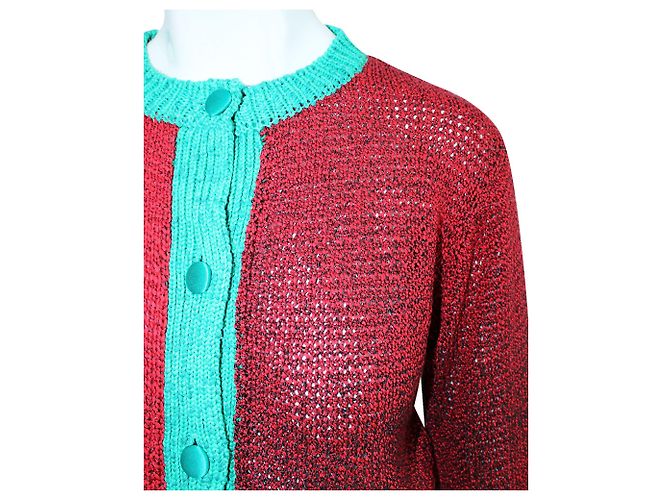Tsumori Chisato Cardigan spesso rosso e verde - vista 5